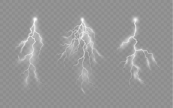 Reißverschlussset, Gewitter und Effektblitze. — Stockvektor