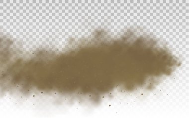 Uçan kum, kahverengi toz bulutu, rüzgar, kum fırtınası.