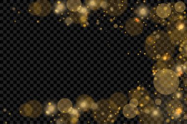 Işıldayan altın sihirli toz parçacıkları ışık saçar.