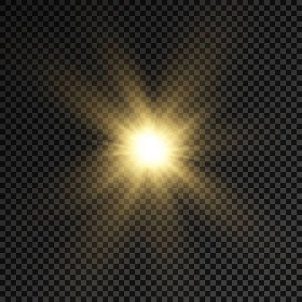 Étoile brillante brillante, rayons de soleil jaunes. — Image vectorielle