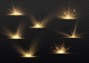 Yıldız patlaması, sarı parlayan ışıklar güneş ışınları.