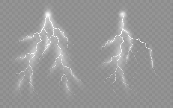 Conjunto de cremalleras, tormenta eléctrica y relámpagos efecto. — Vector de stock