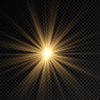 Parlak ışık yıldızı, sarı güneş ışınları.
