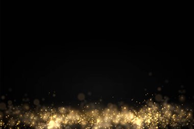Işıldayan altın sihirli toz parçacıkları ışık saçar.