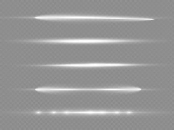 Rayons lumineux horizontaux, flash ligne horizontale blanche — Image vectorielle