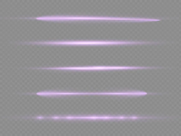 Rayos de luz violeta horizontal, línea púrpura del flash. — Archivo Imágenes Vectoriales