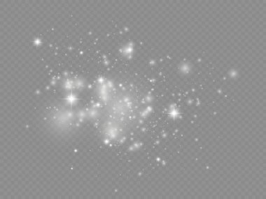 Beyaz toz kıvılcımlar ve yıldızlar, ışık efekti.
