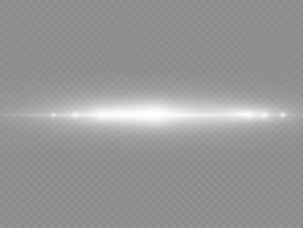 Vodorovné světelné paprsky, záblesk bílá vodorovná čára — Stockový vektor