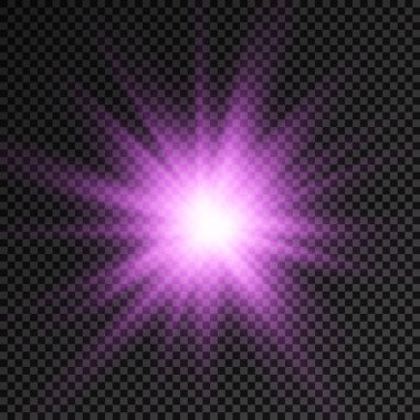 Mor parlak ışık yıldızı, menekşe patlaması güneş ışınları.