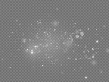 Beyaz toz kıvılcımlar ve yıldızlar, ışık efekti.