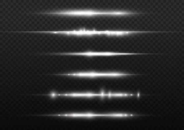 Horizontale lichtstralen, flitswitte lijnbundels. — Stockvector