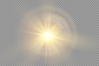 Parlak ışık yıldızı, sarı güneş ışınları, bokeh.