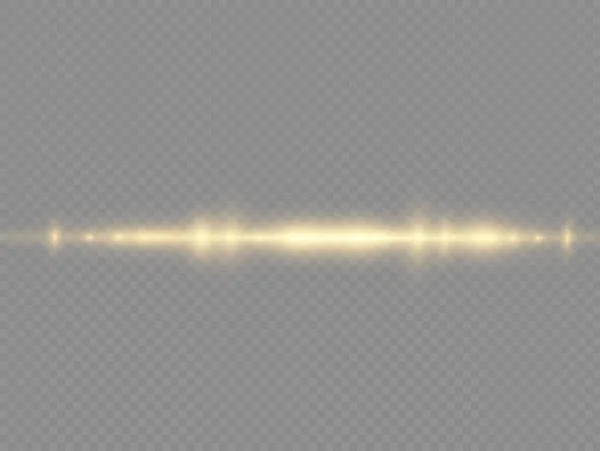 Rayo de luz horizontal, línea horizontal amarilla del flash — Archivo Imágenes Vectoriales