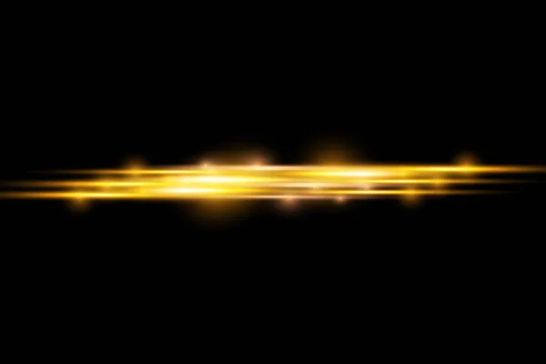 Raggio di luce orizzontale, linea orizzontale giallo flash — Vettoriale Stock