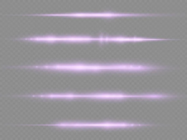 Rayos de luz violeta horizontal, línea púrpura del flash. — Archivo Imágenes Vectoriales