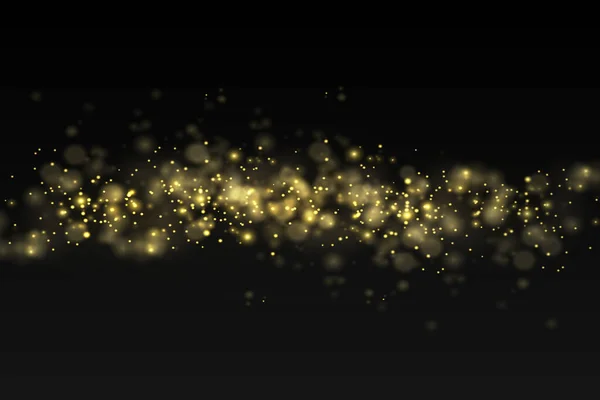 Funkelnde goldene magische Staubpartikel Bokeh Licht. — Stockvektor