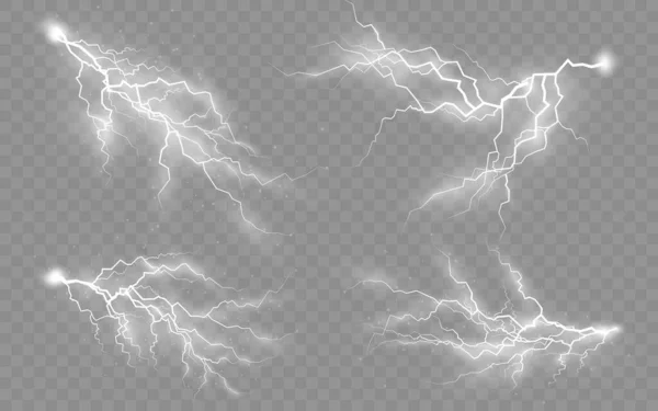 ジッパー、雷雨と効果の雷のセット. — ストック写真
