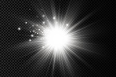 Parlayan beyaz ışık, patlayan güneş ışınları..