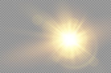 Parlak ışık yıldızı, sarı güneş ışınları, bokeh.