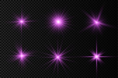 Mor parlak ışık yıldızı, menekşe patlaması güneş ışınları.