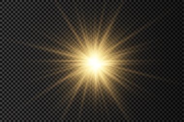 Parlak ışık yıldızı, sarı güneş ışınları.