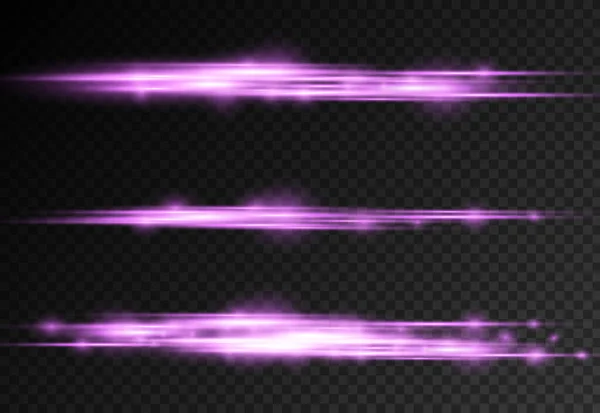 Rayos de luz violeta horizontal, línea púrpura del flash. — Archivo Imágenes Vectoriales