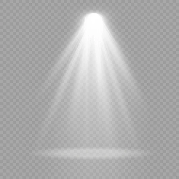 Uppsättning vitt spotlight, projektorljuseffekt. — Stock vektor