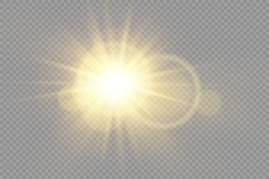 Parlak ışık yıldızı, sarı güneş ışınları, bokeh.