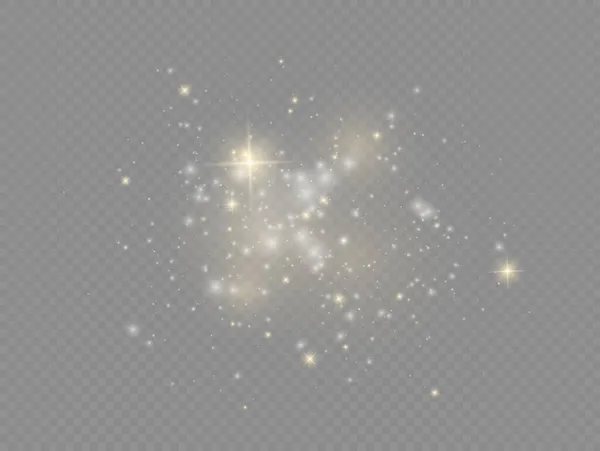 Белую пыль искры и звезды, световой эффект. — стоковый вектор