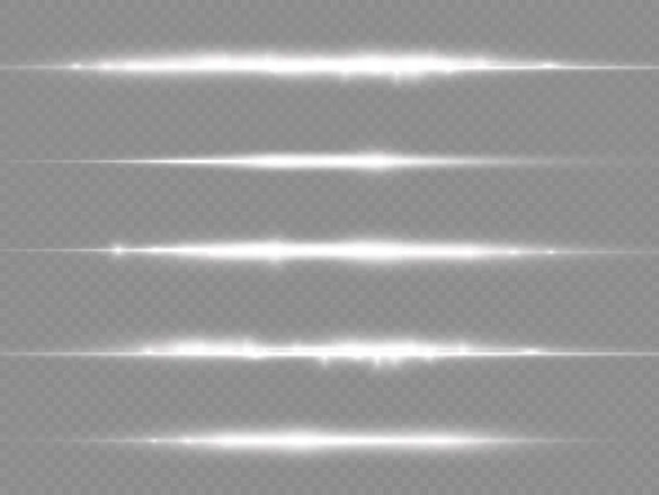 Горизонтальні світлові промені, спалах білої горизонтальної лінії — стоковий вектор