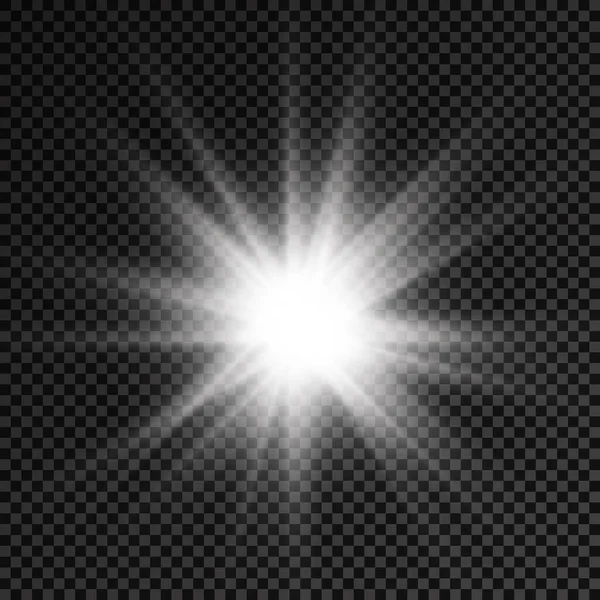 发光的白星，闪耀的太阳光. — 图库矢量图片