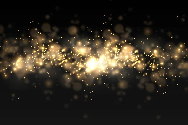 Işıldayan altın sihirli toz parçacıkları ışık saçar.