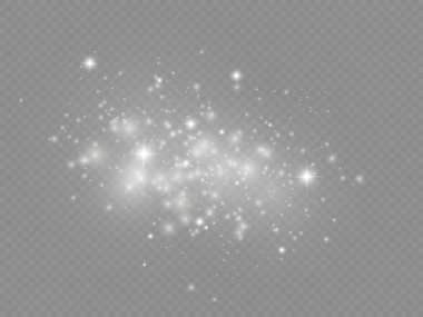Beyaz toz kıvılcımlar ve yıldızlar, ışık efekti.