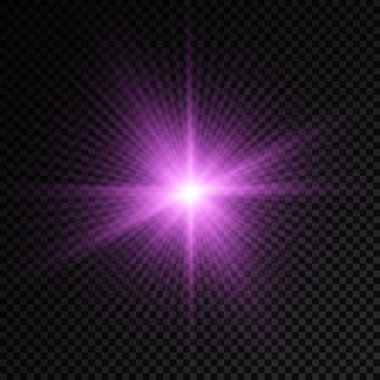 Mor parlak ışık yıldızı, menekşe patlaması güneş ışınları.