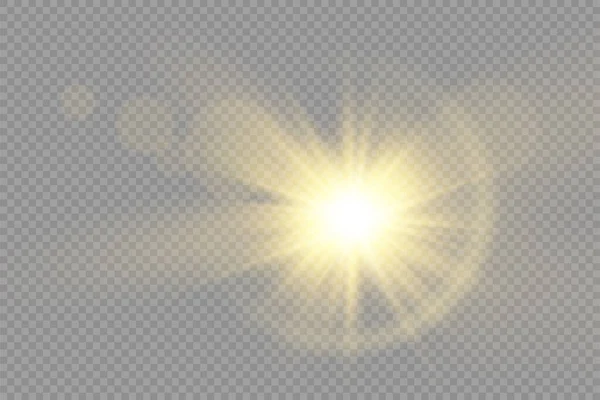Parlak ışık yıldızı, sarı güneş ışınları, bokeh.