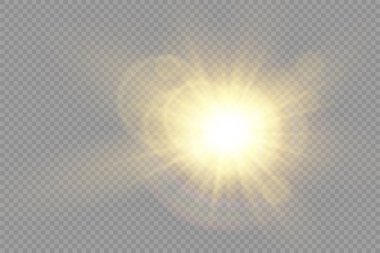 Parlak ışık yıldızı, sarı güneş ışınları, bokeh.