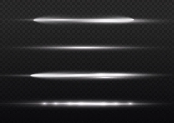 Horizontal light rays, flash white horizontal line — Stock Vector