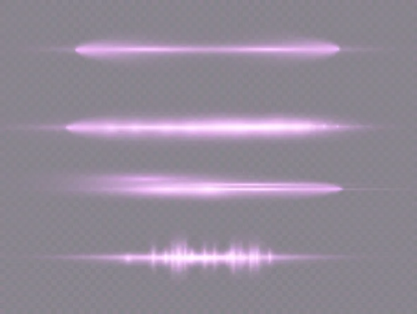Horizontal raios de luz violeta, flash linha roxa. — Vetor de Stock
