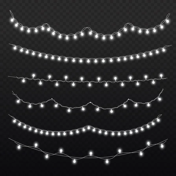 Led luces de neón decoración guirnalda blanca de Navidad — Vector de stock