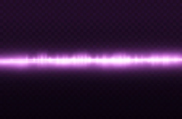 Rayos de luz violeta horizontal, línea púrpura del flash. — Vector de stock