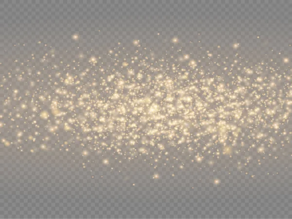 Espumante magia dourada partículas de poeira amarela luz — Vetor de Stock