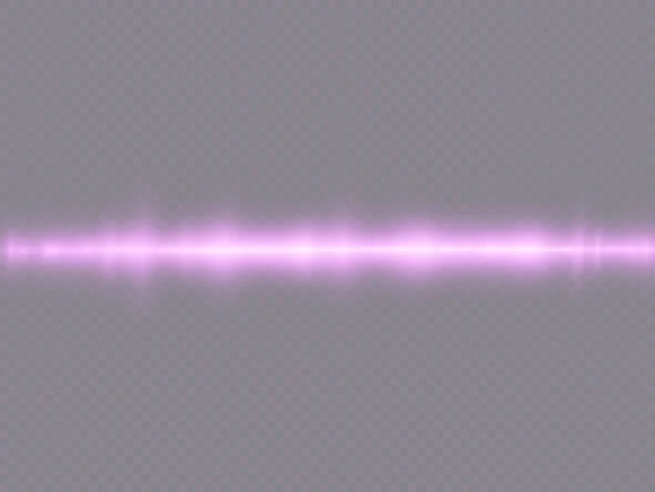 Horizontale violette Lichtstrahlen, violette Blitzlinie. — Stockvektor