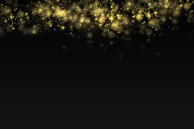 Işıldayan altın sihirli toz parçacıkları ışık saçar.