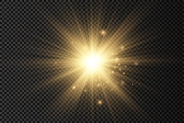 Parlak ışık yıldızı, sarı güneş ışınları.