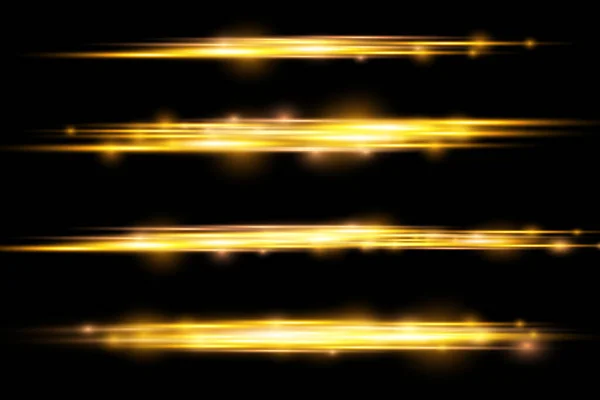 Vízszintes fénysugár, villanó sárga vízszintes vonal — Stock Vector