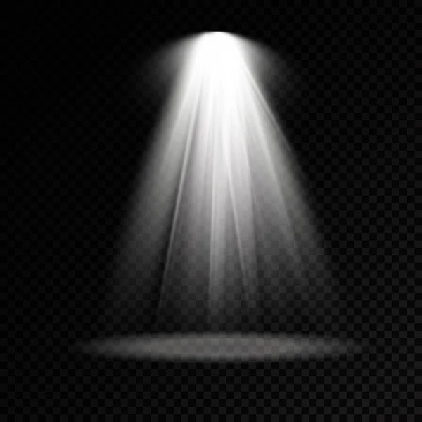 Set of white spotlight, projector light effect. — Stock Vector