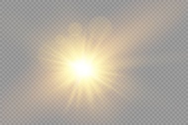 Parlak ışık yıldızı, sarı güneş ışınları, bokeh.