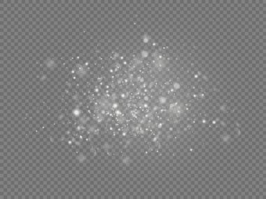 Beyaz toz kıvılcımlar ve yıldızlar, ışık efekti.