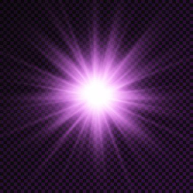 Mor parlak ışık yıldızı, menekşe patlaması güneş ışınları.