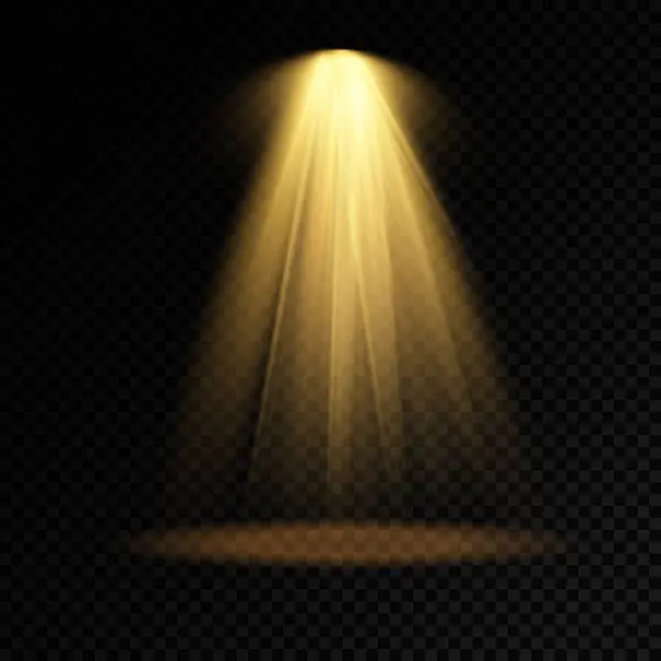 Set of yellow spotlight, projector light effect. — Stock Vector